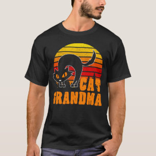 Camiseta Cat Grandma Vintage 80 Estilo Cat Retro Ansia
