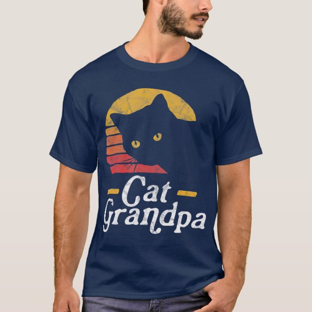 Camiseta Cat Grandpa Vintage 80 Estilo Cat Retro (Frente)