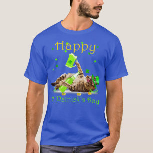 Camiseta Cat & Green Beer Happy Dia de São Patrício