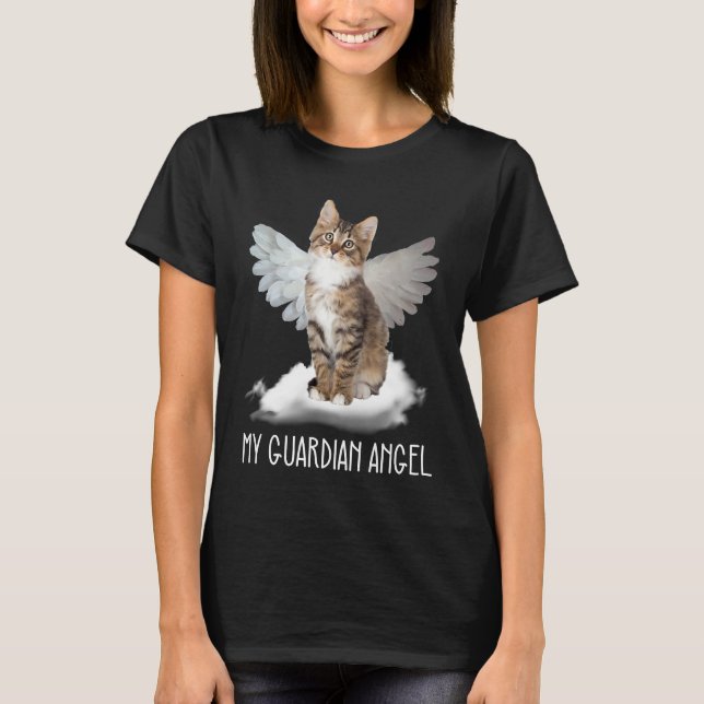 Camiseta cat guardian angel wing cloud present (Frente)