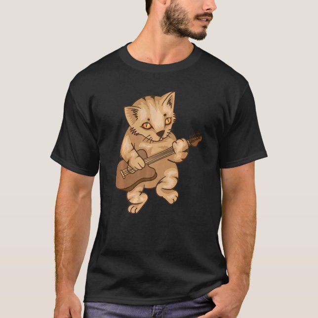 Camiseta Cat Guitar Meow Collection Para Música (Frente)