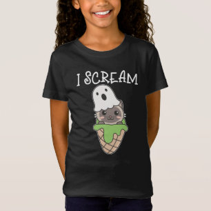 Camiseta Cat Halloween Ghost I Gritar Sorvete Pun