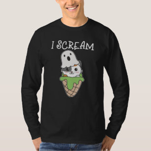 Camiseta Cat Halloween Ghost I Gritar Sorvete Pun