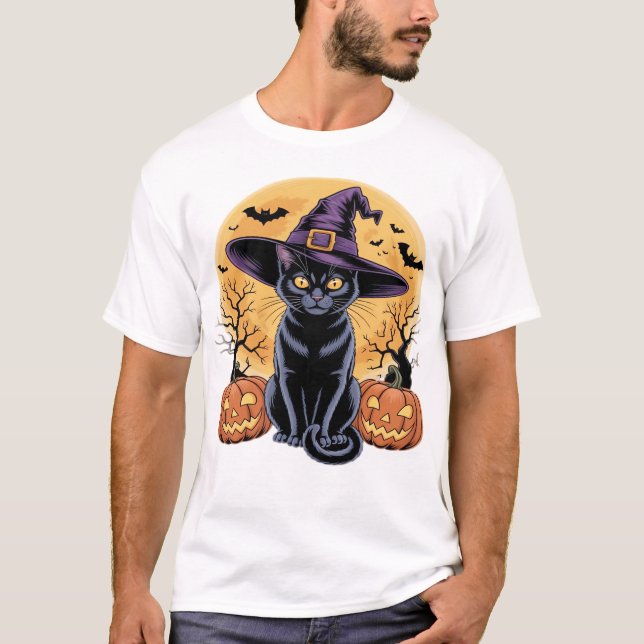 Camiseta Cat Halloween Pumpkin Essential T-Shirt (Frente)