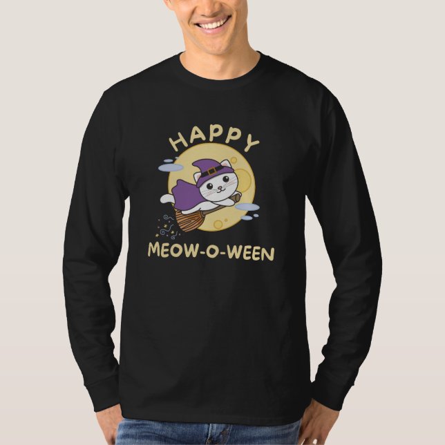 Camiseta Cat Happy Halloween Feliz Meow-o-between (Frente)