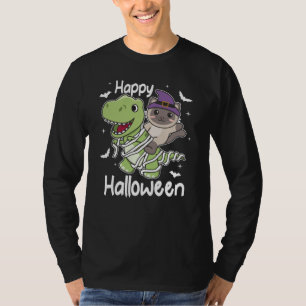 Camiseta Cat Happy Halloween T-rex Mummy Costume