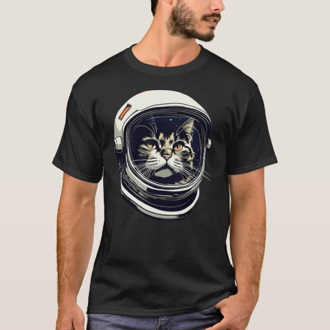 Camiseta Cat Head in Astronaut Helmet Cat in Space (Frente)