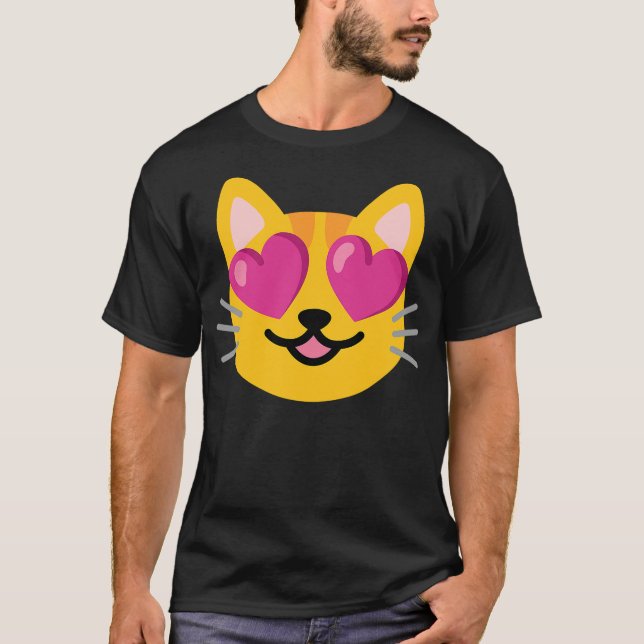 Camiseta Cat Heart Eyes Emoticon (Frente)