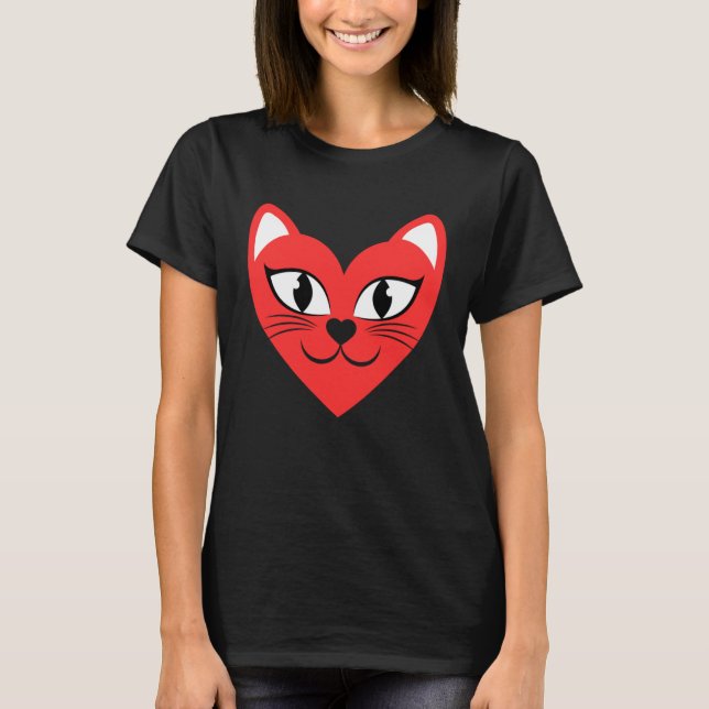 Camiseta Cat Heart Face  Love Cats (Frente)