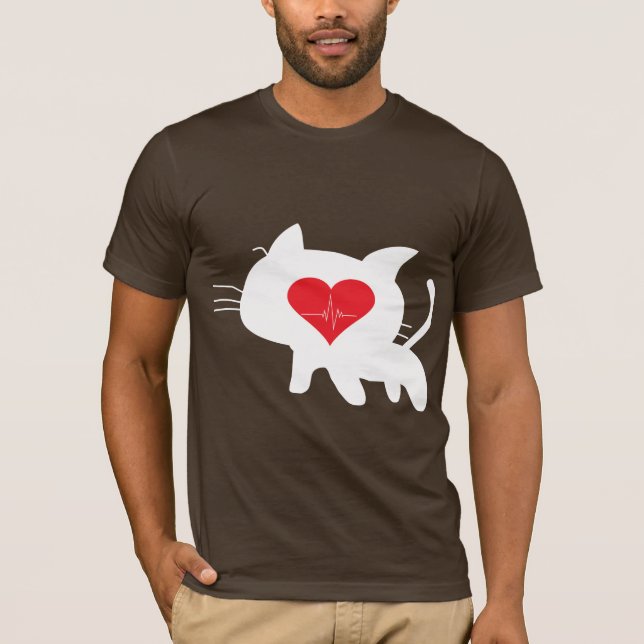 Camiseta Cat Heartbeat – Minimalist Black Cat Love Design (Frente)