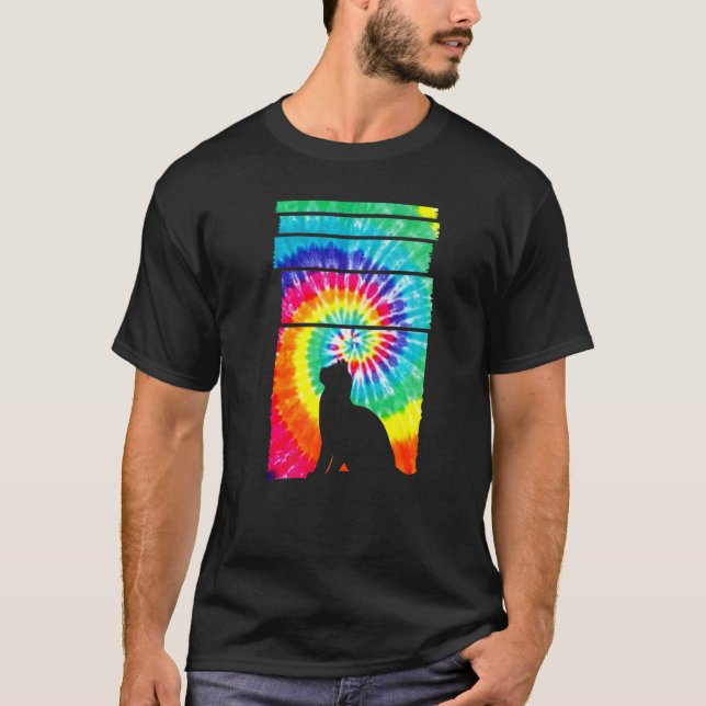Camiseta Cat Hippie Tie Dye Cat (Frente)