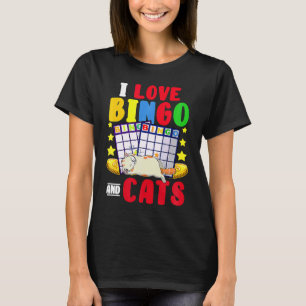 Camiseta Cat I Ama Bingo E Gatos Jogando Bingo Player B