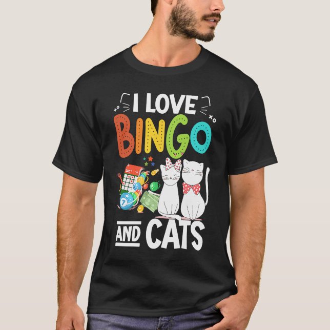 Camiseta Cat I Ama Bingo E Gatos Jogando Bingo Player B (Frente)