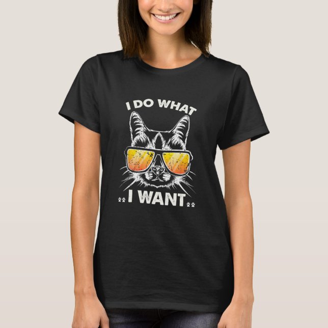Camiseta Cat I do what I want  black cat (Frente)