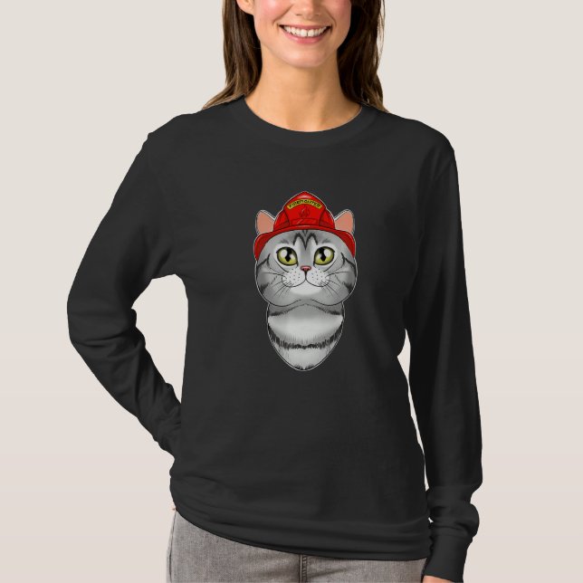 Camiseta Cat I Fireman Cat I Bombeiro American Shorthair (Frente)