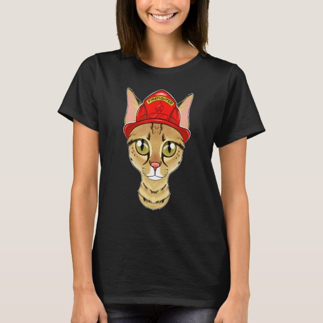 Camiseta Cat I Fireman Cat I Bombeiro Savannah Cat (Frente)