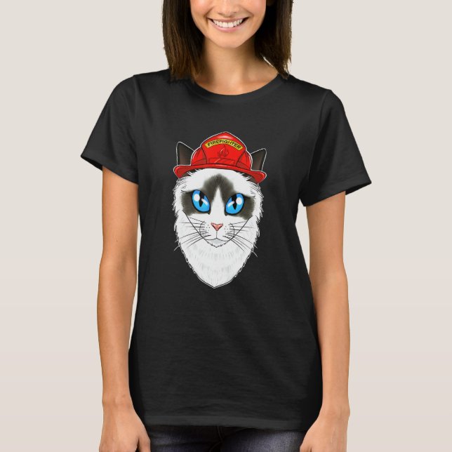 Camiseta Cat I Fireman Cat I Firefighter Ragdoll Cat (Frente)