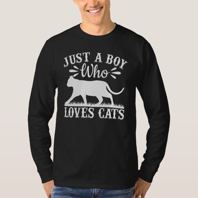 Camiseta Cat  I Just A Boy Who Loves Cats (Frente)