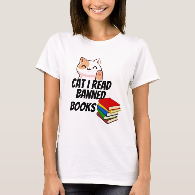 Camiseta Cat I Lê Livros Banidos (Frente)