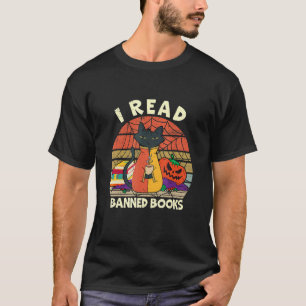 Camiseta Cat I Leia Livros Banidos Leitura de Halloween
