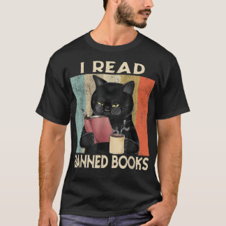 Camiseta Cat I Leu Livros Banidos Livros Engraçados Lendo B