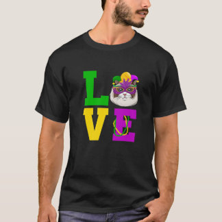 Camiseta Cat I Love Mardi Gras Costume Pet Cat Kitten Lover