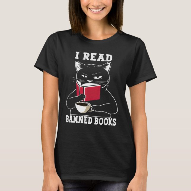 Camiseta Cat I Read Banned Books  Bookworms Reading Book (Frente)
