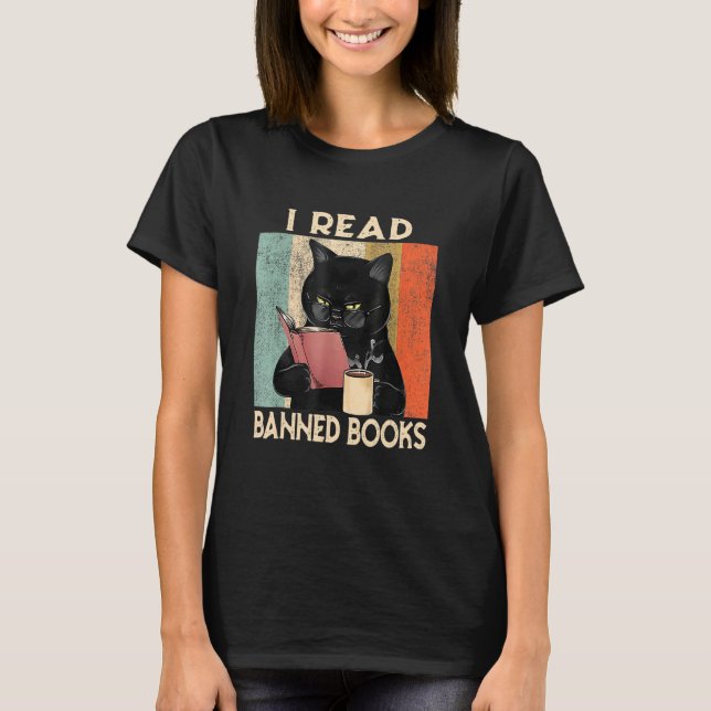 Camiseta Cat I Read Banned Books  Bookworms Reading Book 1 (Frente)