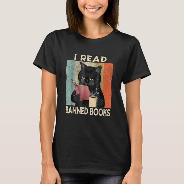 Camiseta Cat I Read Banned Books men Bookworms Reading Book (Frente)