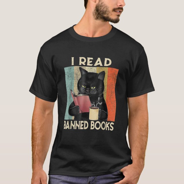 Camiseta Cat I Read Banned Books men Bookworms Reading Book (Frente)