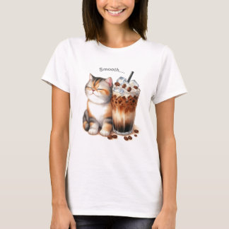 Camiseta Cat & Iced Coffee T-Shirt – Cozy Café Style