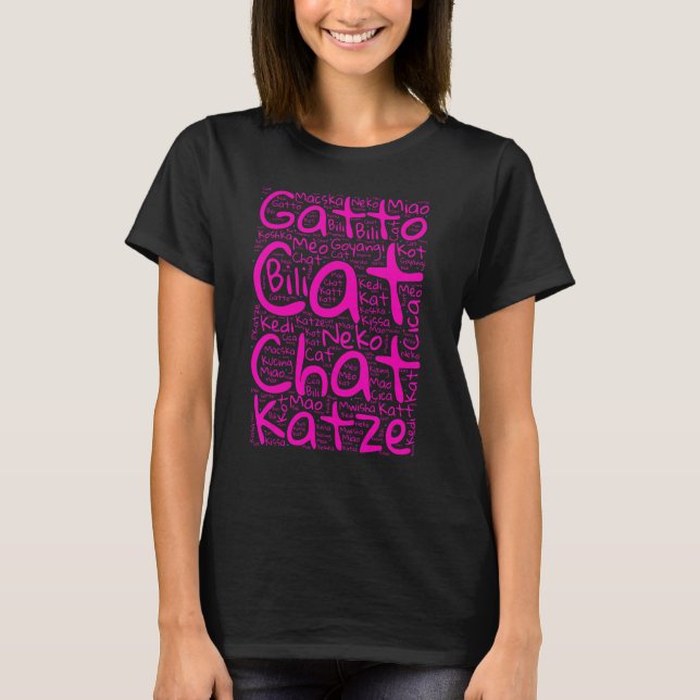 Camiseta Cat in Different Languages - Kitten Mom and Dad (Frente)