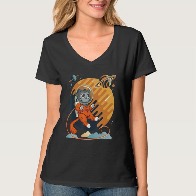 Camiseta Cat in Space Space Cat Nerdy 3 (Frente)