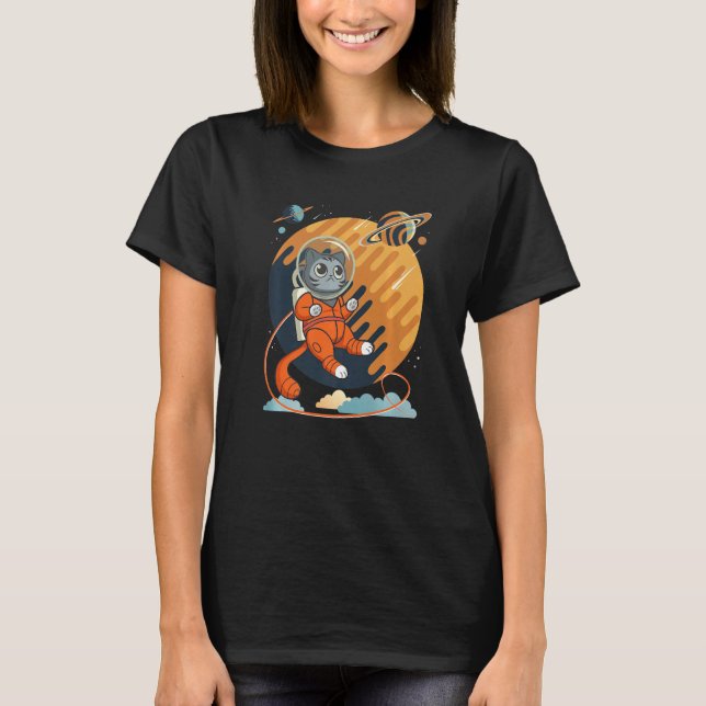 Camiseta Cat in Space Space Cat Nerdy  4 (Frente)