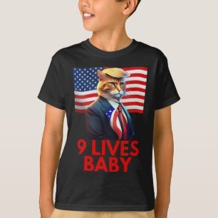 Camiseta Cat In Suite com Trump Hair American Flag Nine Li
