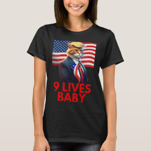 Camiseta Cat In Suite com Trump Hair American Flag Nine Li