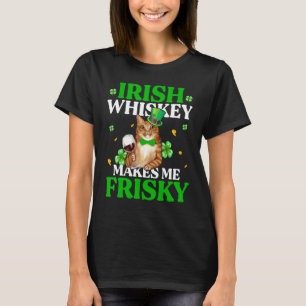 Camiseta Cat Irish Whiskey me faz Dia de São Patrício arris
