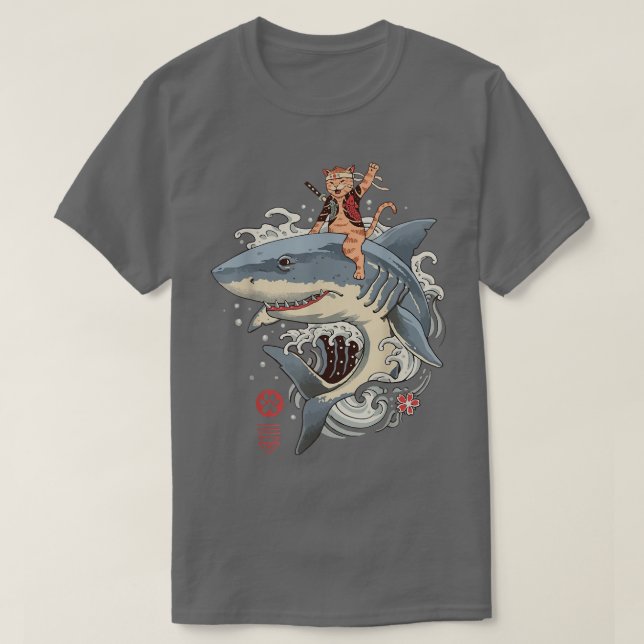 Camiseta Cat Japonês Neko Samurai Ninja Kawaii Tattoo Grap (Frente do Design)