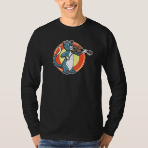 Camiseta Cat Jogando Violin Fiddle Beco Cat Music Violinis