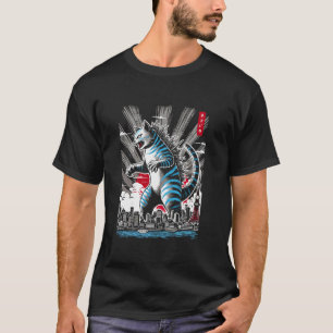 Camiseta Cat Kaiju Catzilla Homens de Arte Japoneses Mulher