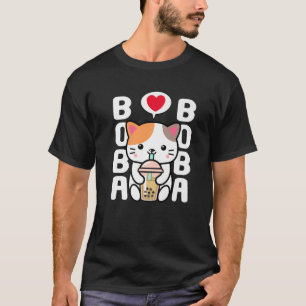 Camiseta Cat Kawaii Boba Bubble Meow Tea Anime Tea Japonês
