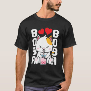 Camiseta Cat Kawaii Boba Bubble Tea Meow Anime Japonês