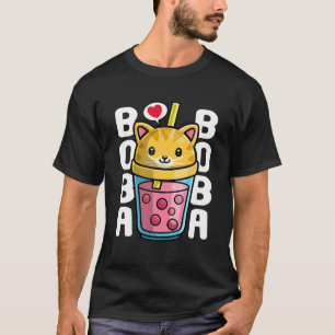 Camiseta Cat Kawaii Boba Bubble Tea Meow Anime Tea Japonês