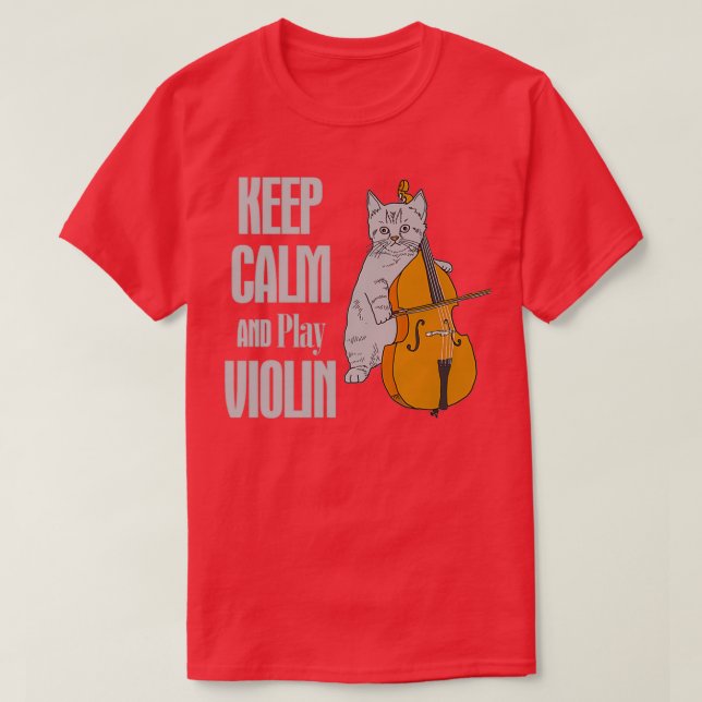 CAMISETA CAT KEEP CALM AND PLAY VIOLIN (Frente do Design)