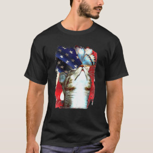 Camiseta Cat Kitten Butterfly American Flag 4 de julho Inde
