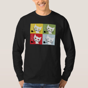 Camiseta Cat Kitten Smoking Pipe Retro Vintage Art
