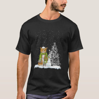 Camiseta Cat Kitten Winter Scarf Snowman Christmas Tree Xma