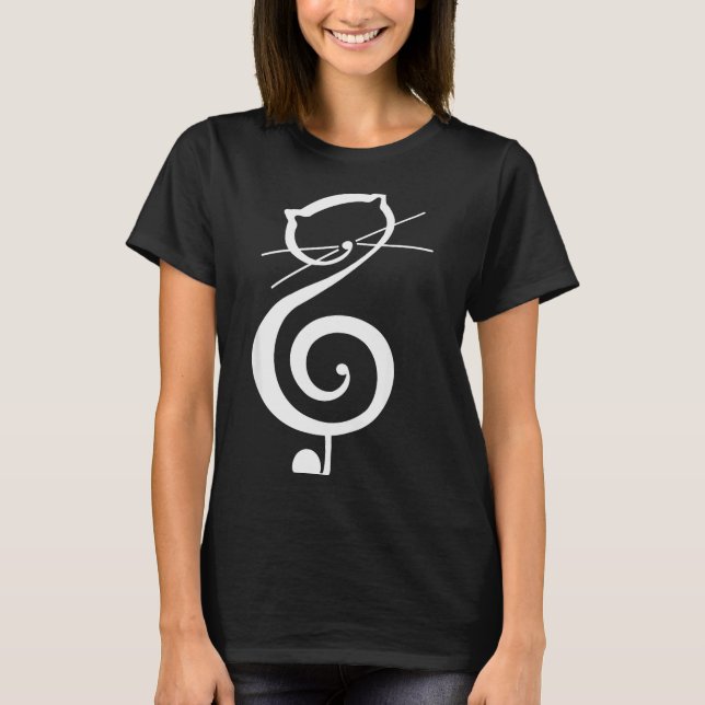 Camiseta Cat Kitty Treble Music Clef Funny Cat Music Notes  (Frente)