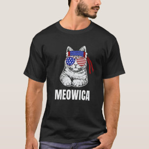 Camiseta Cat Labour Day Meowica Merica Men Usa Bandeira Ame