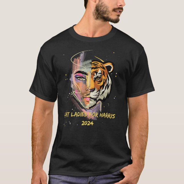 Camiseta Cat Ladies para Harris 2024 (Frente)